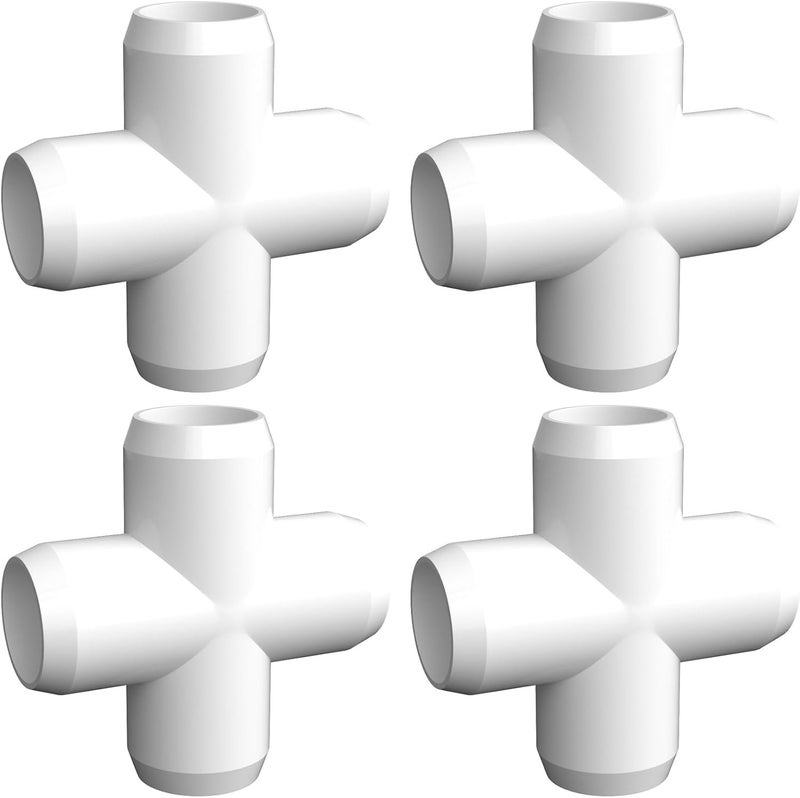 letsFix 4 Way Cross PVC Fittings 1-1/4 Inch (4-Pack), Furniture-Grade, Heavy-Duty Pipe Connectors for Plumbing, DIY Projects, and Home Furniture Assembly, Compatible with 1-1/4" Schedule 40 PVC Pipes‌ - Image 1